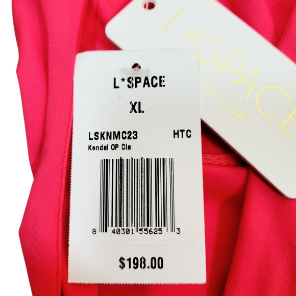 NWT L*SPACE Kendal Underwire Tie Back One Piece Swimsuit In Hot Cherry XL New - Picture 7 of 14